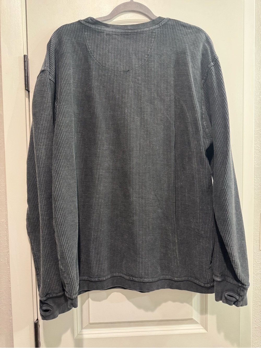Pressbox Grey Ribbed Crewneck‎ Sweatshirt with White Interior Print - Picture 3 of 3